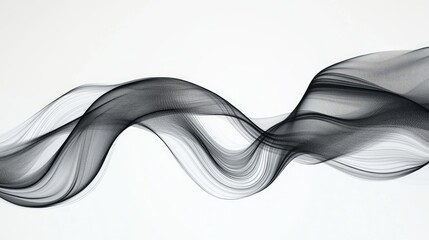 Poster - Abstract black and white fluid wave motion, creating a bold yet elegant modern background.