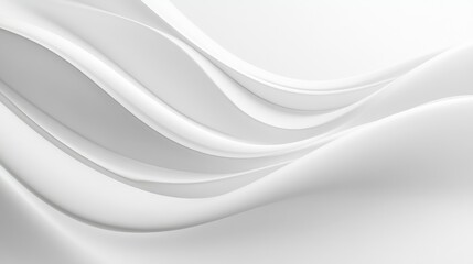Poster - Abstract white wave background with smooth flowing lines, soft shadows, and a clean, modern design.