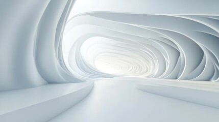 Poster - Elegant white abstract background with soft curved layers and a sense of depth and dimension.