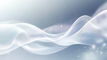 Poster - Minimalistic white wavy pattern with gentle gradients and smooth light reflections.