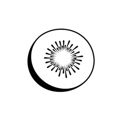 Poster - Radiant Burst Logo: A minimalist logo features a central burst of radial lines, framed within a circle and a crescent moon, suggesting energy, light, and potential growth.