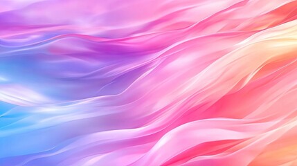 Poster - Abstract Waves in Soft Pink and Blue Colors with Smooth Gradients