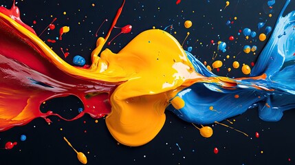 Poster - Vibrant Color Splash on Dark Background Creating Dynamic Visuals