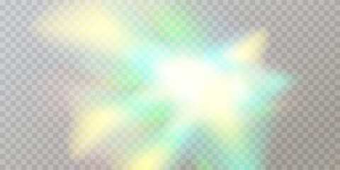 Wall Mural - rainbow crystal light leak flare reflection effect. vector illustration set. colorful optical rainbo