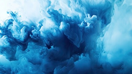 Poster - Ethereal Flowing Blue Ink Swirls in Fluid Abstract Background