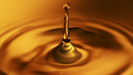 Poster - Super Slow Motion of Dropping Dark Golden Coffee or Whiskey Liquid. Filmed on High Speed Cinema Camera, 1000fps.