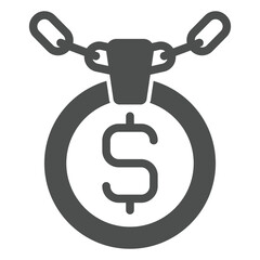 Aufkleber - Necklace with dollar coin solid icon, jewelry concept. Vector graphics. Coin pendant amulet sign on white background, glyph style icon for mobile or web design.