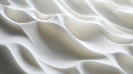 Poster - 3D layered white background with gentle overlapping waves, creating depth and elegance.