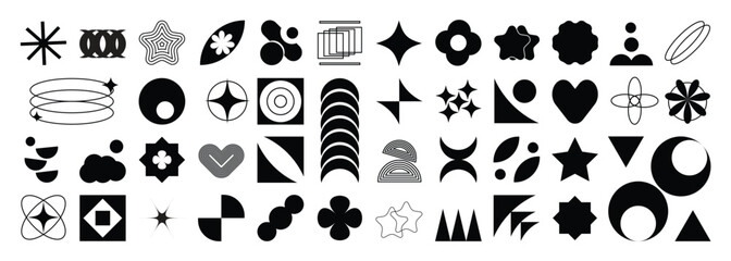 Poster - set of abstract geometric shapes element vector. collection of contemporary figure, circle, flower, 
