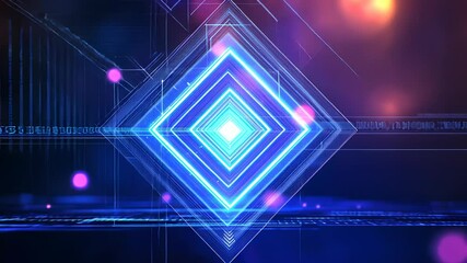 Poster - Bright neon square frame text on dark background with sparkling particles and bokeh lights, creating a vibrant and futuristic atmosphere Copy glowing for space video 4k
