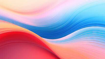 Poster - Abstract colorful 3D artwork with flowing waves of pink, blue, and purple tones, resembling a surreal landscape or fluid motion