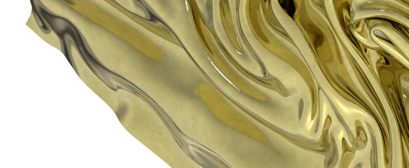 Poster - Golden fabric drapes in a luxurious wave