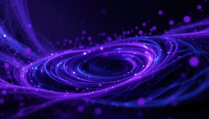 Fototapete - Abstract purple swirl with glowing particles in dark background