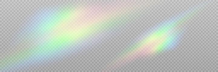 Wall Mural - rainbow crystal light leak flare reflection effect. vector illustration set. colorful optical rainbo
