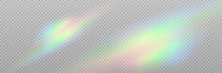 Wall Mural - rainbow crystal light leak flare reflection effect. vector illustration set. colorful optical rainbo