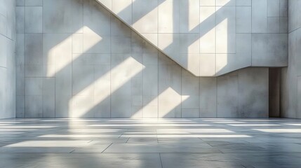 Wall Mural - a large, empty room with a staircase in the middle