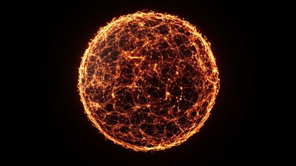 Poster - Abstract 3D Representation of a Glowing Sphere with Dynamic Lines and Lights on Black Background