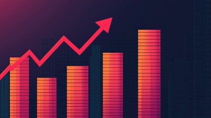Poster - Abstract Colorful Chart with Rising Arrow Illustrating Business Growth and Financial Success Visual Representation