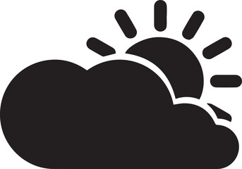 Poster - Simple weather icon, stylized cloud and sun, light blue color, minimalist design, flat graphic, sky symbol, clear day representation, meteorology icon, clean lines