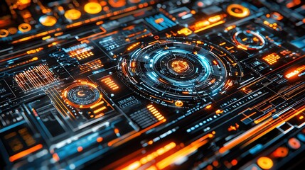 Futuristic Digital Interface Technology Data Network Display