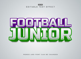 Fototapete - football junior 3D Modern Text Effect with Realistic Depth, Smooth Glossy Finish, and a Futuristic