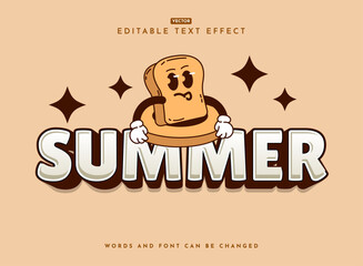 Wall Mural - cute sandwich retro cartoon character with summer bold text effect