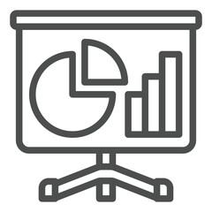 Poster - Presentation stand with diagram line icon, financial advice concept. Vector graphics. Money transfer graph sign on white background, outline style icon for mobile or web design.