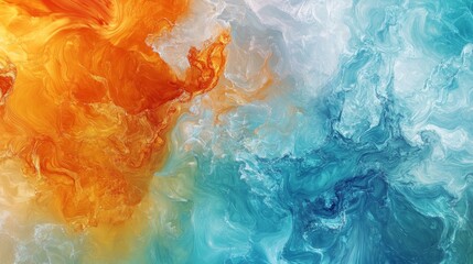 Poster - A boundless aquatic gradient where subtle orange merges effortlessly into aquamarine, radiating peaceful energy