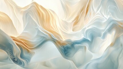 Poster - Fluid, organic waves of soft smoke drifting in an abstract blend of earthy and cool tones on a light background.