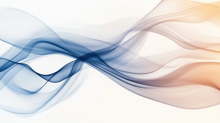 Poster - Graceful, flowing smoke waves in blue, gray, and brown creating a serene abstract design on a light background.
