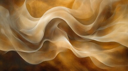 Poster - Graceful wisps of brown smoke forming intricate swirling waves in a warm and inviting abstract composition.
