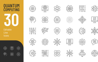 Wall Mural - quantum computing line editable icons set. vector illustration in modern thin line style of technolo