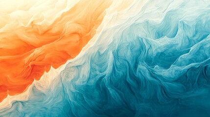 Poster - A mesmerizing gradient of orange dissolving into aquamarine, portraying the quiet and infinite depth of the sea