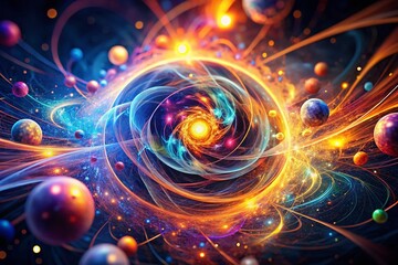 Poster - Low Light Vibrant Swirling Subatomic Energy Abstract Art