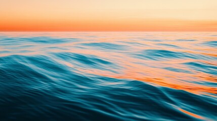 Poster - The fluid motion of the sea depicted in a minimalist orange-to-aquamarine gradient, embodying endless tranquility