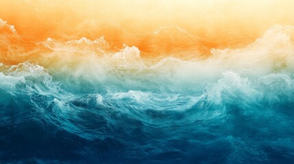 Poster - The mystique of the deep sea expressed in an ethereal orange-to-aquamarine gradient, embodying peace and depth