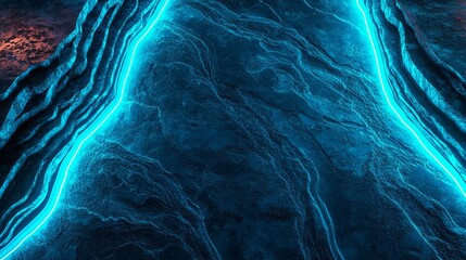 Poster - A futuristic concept representing Big Data and Stock as a high-tech flow line wave in 3D technology, set against an abstract background, created using 3D rendering