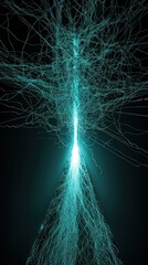Poster - Abstract Teal Energy Stream: A Digital Art Exploration