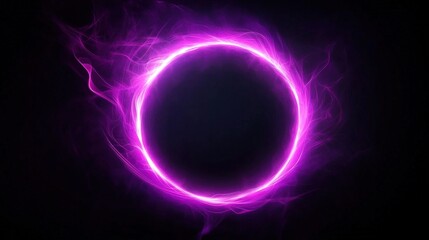 Poster - A glowing purple circle surrounded by ethereal wisps, set against a dark background, creating a mystical and captivating visual effect.