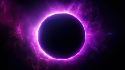 Poster - A vibrant, cosmic scene featuring a dark central circle surrounded by luminous purple energy, creating a mystical and otherworldly atmosphere.