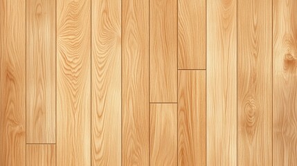 Poster - A close-up view of light-colored wooden flooring, showcasing the grain and texture of the wood planks arranged in a linear pattern.