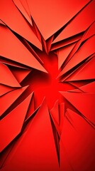 Poster - Abstract Red Fractured Surface: A Study in Sharp Angles and Intense Color
