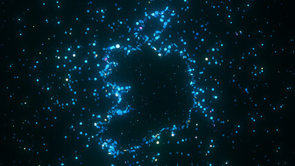 Wall Mural - futuristic digital visualization of ireland map composed of glowing blue particles. the abstract cos