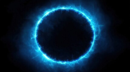 Poster - A glowing blue circular pattern against a dark background, creating a mesmerizing and dynamic visual effect.