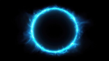 Poster - A glowing blue electric circle against a black background, radiating energy and light.