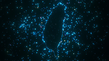 Wall Mural - futuristic digital visualization of taiwan map composed of glowing blue particles. the abstract cosm