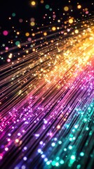 Poster - Vibrant Rainbow Fiber Optics: A Symphony of Light and Color