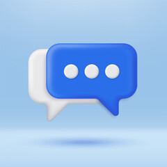Poster - 3D Chat bubble icon isolated on background. Social network communication concept. Chatting box, message box. Minimalist cartoon icon. 3D vector render illustration.