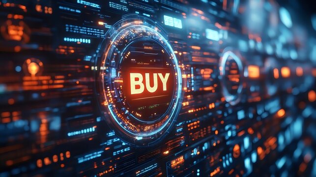 A colorful graphic of a circle with the word buy in the center
