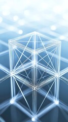 Poster - Abstract Network Structure: A Glowing Cube in a Digital Space